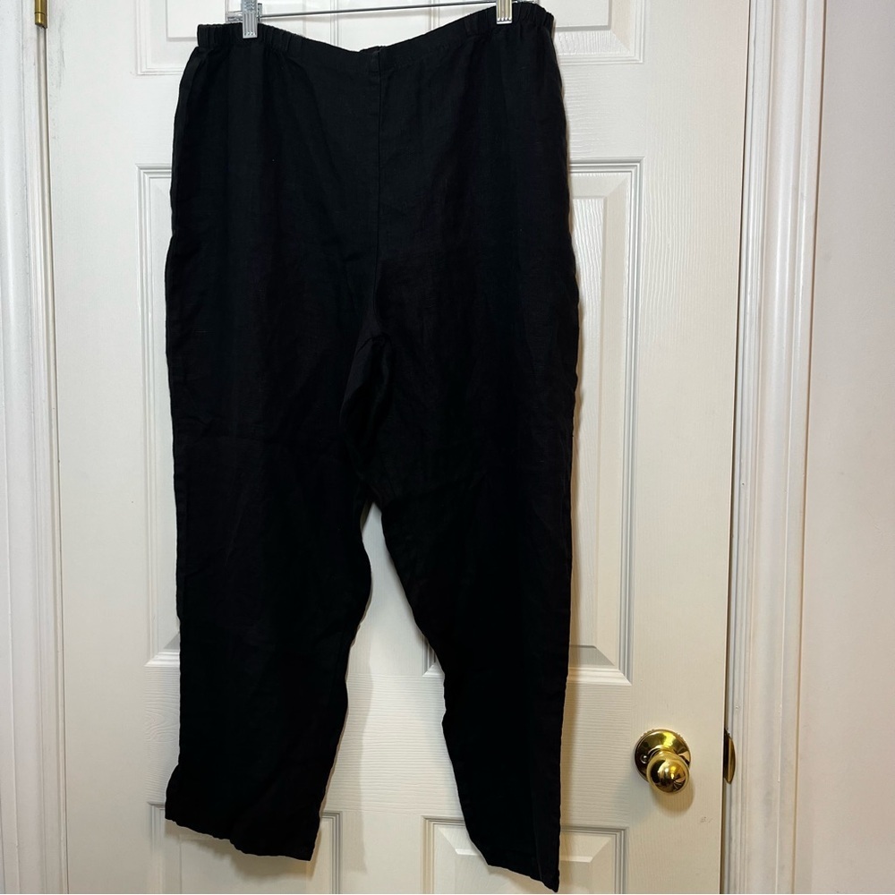 Flax Linen Black Capris Relaxed Fit Size Large